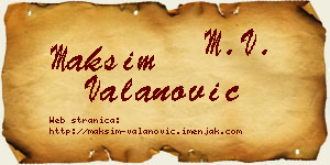 Maksim Valanović vizit kartica